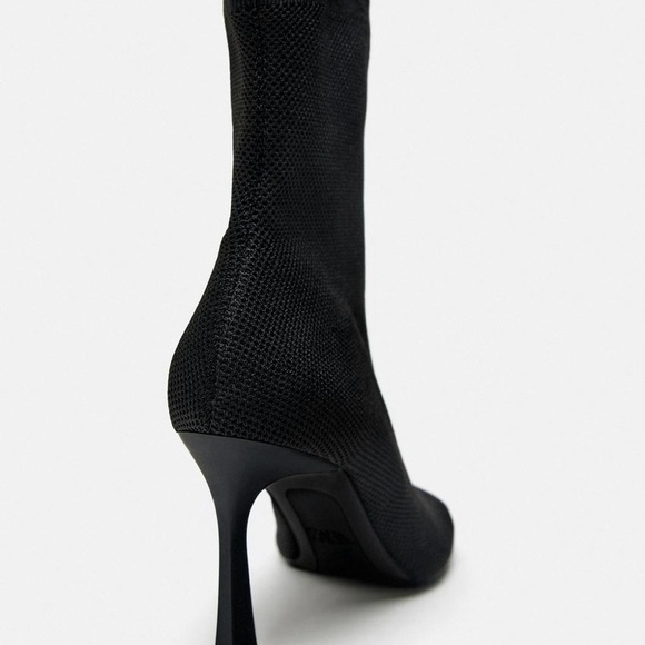 ZARA Open Toe Fabric Ankle Boots Black Sz 9 BRAND NEW W TAGS!! NEVER WORN - Picture 4 of 6